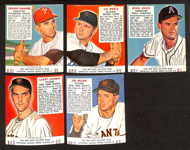 Lot of (23) Different 1952 Red Man Tobacco Cards with Tabs w. Duke Snider